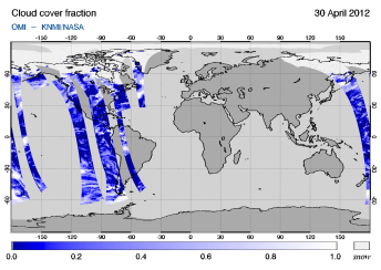 OMI -  Cloud cover fraction of 30 April 2012