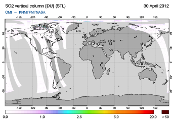 OMI - SO2 vertical column of 30 April 2012
