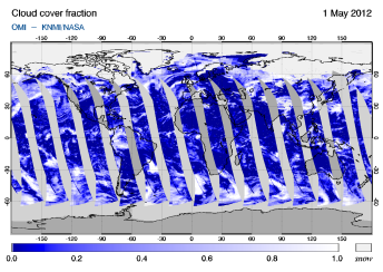 OMI -  Cloud cover fraction of 01 May 2012