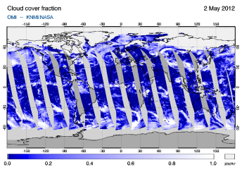 OMI -  Cloud cover fraction of 02 May 2012
