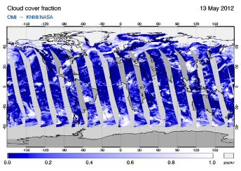 OMI -  Cloud cover fraction of 13 May 2012