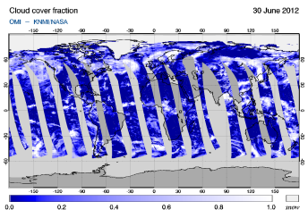 OMI -  Cloud cover fraction of 30 June 2012
