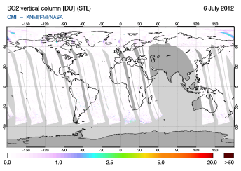 OMI - SO2 vertical column of 06 July 2012