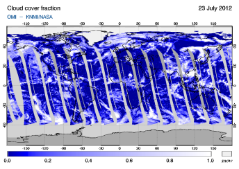 OMI -  Cloud cover fraction of 23 July 2012