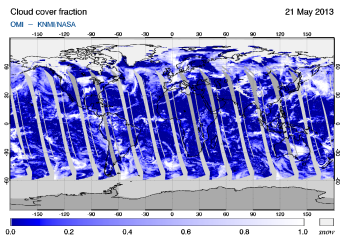 OMI -  Cloud cover fraction of 21 May 2013