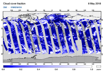 OMI - Cloud cover fraction of 08 May 2018