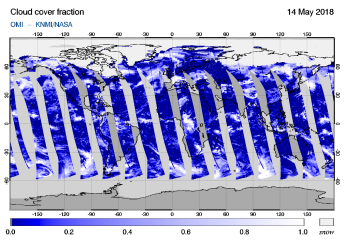 OMI - Cloud cover fraction of 14 May 2018
