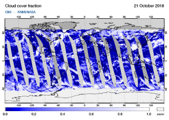 OMI - Cloud cover fraction of 21 October 2018