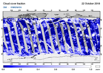 OMI - Cloud cover fraction of 22 October 2018
