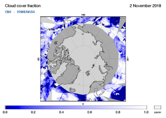 OMI - Cloud cover fraction of 02 November 2018