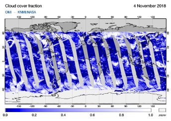 OMI - Cloud cover fraction of 04 November 2018