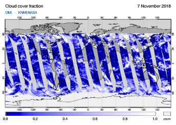 OMI - Cloud cover fraction of 07 November 2018