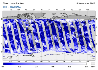 OMI - Cloud cover fraction of 08 November 2018