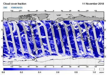 OMI - Cloud cover fraction of 11 November 2018