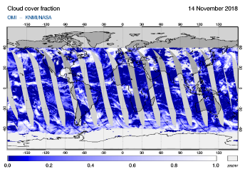 OMI - Cloud cover fraction of 14 November 2018