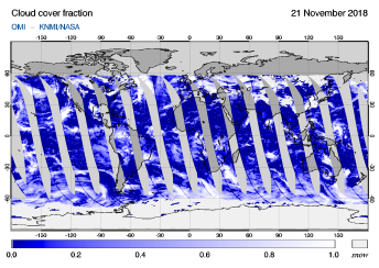 OMI - Cloud cover fraction of 21 November 2018