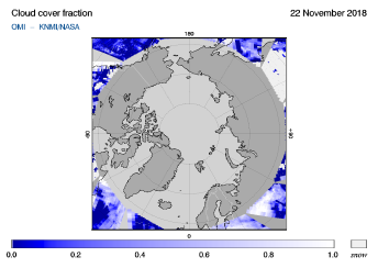 OMI - Cloud cover fraction of 22 November 2018
