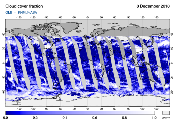 OMI - Cloud cover fraction of 08 December 2018