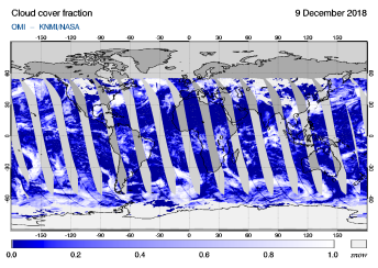 OMI - Cloud cover fraction of 09 December 2018