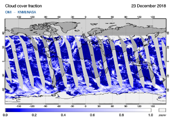 OMI - Cloud cover fraction of 23 December 2018