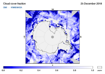 OMI - Cloud cover fraction of 25 December 2018