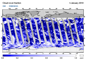 OMI - Cloud cover fraction of 05 January 2019