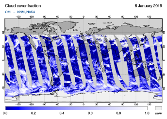 OMI - Cloud cover fraction of 06 January 2019