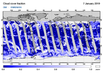 OMI - Cloud cover fraction of 07 January 2019