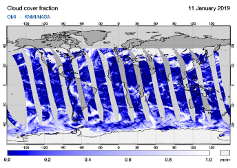 OMI - Cloud cover fraction of 11 January 2019