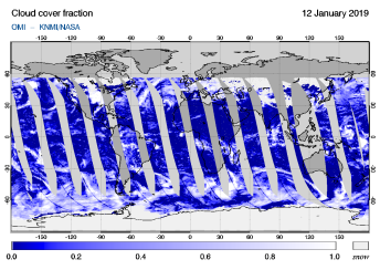 OMI - Cloud cover fraction of 12 January 2019