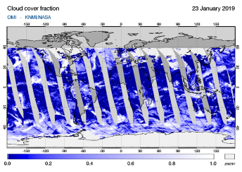 OMI - Cloud cover fraction of 23 January 2019