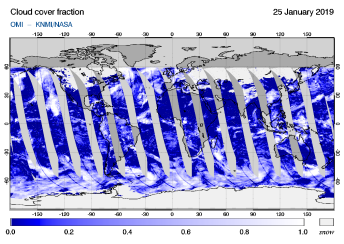 OMI - Cloud cover fraction of 25 January 2019
