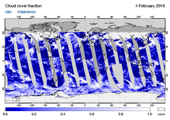 OMI - Cloud cover fraction of 04 February 2019