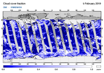 OMI - Cloud cover fraction of 05 February 2019