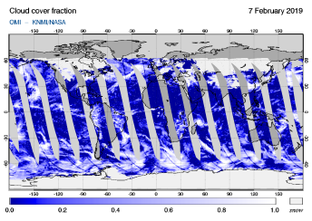 OMI - Cloud cover fraction of 07 February 2019