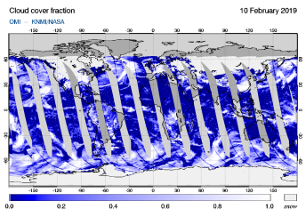 OMI - Cloud cover fraction of 10 February 2019