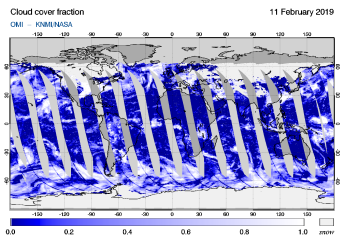 OMI - Cloud cover fraction of 11 February 2019