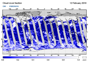 OMI - Cloud cover fraction of 12 February 2019