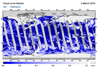 OMI - Cloud cover fraction of 05 March 2019