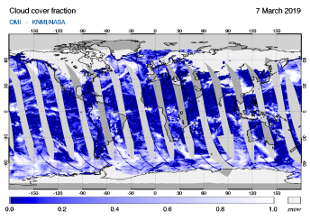 OMI - Cloud cover fraction of 07 March 2019