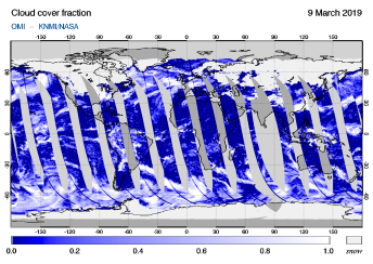 OMI - Cloud cover fraction of 09 March 2019