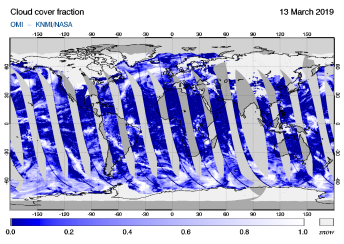 OMI - Cloud cover fraction of 13 March 2019