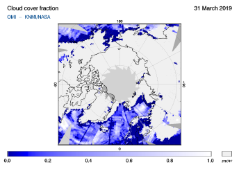 OMI - Cloud cover fraction of 31 March 2019