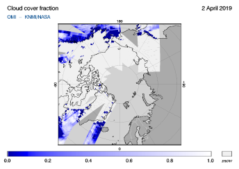 OMI - Cloud cover fraction of 02 April 2019