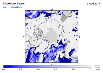 OMI - Cloud cover fraction of 03 April 2019