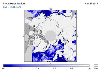 OMI - Cloud cover fraction of 04 April 2019