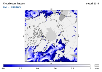 OMI - Cloud cover fraction of 05 April 2019