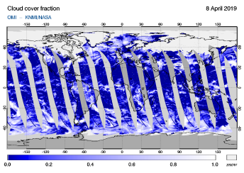 OMI - Cloud cover fraction of 08 April 2019