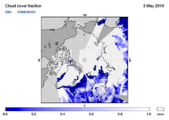 OMI - Cloud cover fraction of 03 May 2019