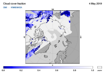 OMI - Cloud cover fraction of 04 May 2019